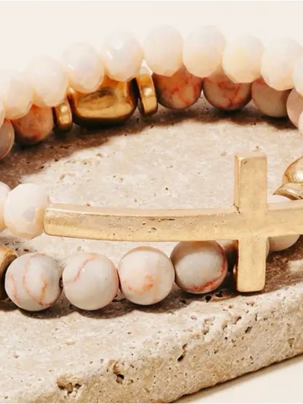 Cross Charm Beaded Bracelet